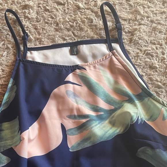 Navy Blue Hawaiian Dress Floral Small - Picture 2 of 2